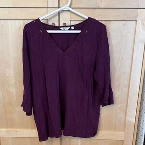 Reitmans Deep Purple V-Neck Blouse